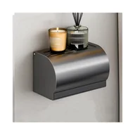 Stojaki i wieszaki na papier toaletowy - Uchwyt na papier toaletowy do łazienki, dozownik papieru toaletowego, bez wiercenia, 20x12x13 cm - szary - miniaturka - grafika 1