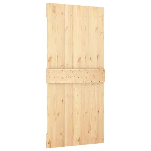 Drzwi przesuwne z osprzętem, 95x210 cm, lite drewno sosnowe 8721012083059 - Drzwi wewnętrzne - miniaturka - grafika 5