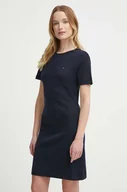 Sukienki - Tommy Hilfiger sukienka bawełniana kolor granatowy mini rozkloszowana WW0WW42721 - miniaturka - grafika 1