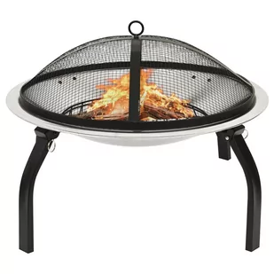 VidaXL Lumarko Palenisko i grill 2-w-1, z pogrzebaczem, 56x56x49 cm, stal! 313353 VidaXL - Paleniska ogrodowe - miniaturka - grafika 1