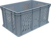 Pojemniki przemysłowe - Artech Pojemnik transportowy EURO 300, dno i ścianki ażurowe, wym. 600 x 400 x 300 mm szary - miniaturka - grafika 1