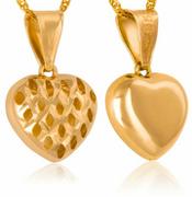 Zestawy biżuterii dla kobiet - Złoty Komplet 585 Łańcuszek z Zawieszką Serce Grawer - miniaturka - grafika 1
