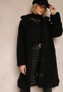 Płaszcze damskie - Czarny Płaszcz Oversize z Pluszowego Futerka Jillo - miniaturka - grafika 1