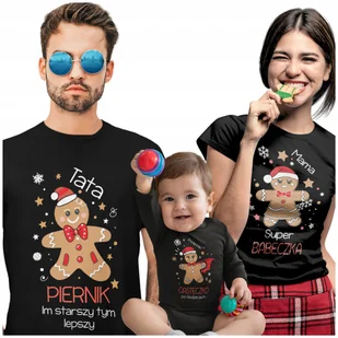 3 KOSZULKI ŚWIĄTECZNE Z IMIENIEM DZIECKA ZESTAW CAŁEJ RODZINY RODZINY 2+1 - Koszulki męskie - miniaturka - grafika 1