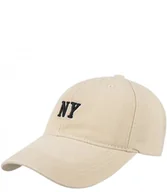 Czapki i chusty sportowe męskie - Czapka z daszkiem jeans cieniowana regulowana unisex haft NY - miniaturka - grafika 1