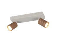 Lampy ścienne - SOKA 867700265 listwa ze spotami kawowe ryflowane tuby 2xGU10 wykończenie ciepły szary - miniaturka - grafika 1