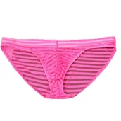 Majtki męskie - Sexowne Przeźroczyste Męskie Slipy w Paski - XL - miniaturka - grafika 1