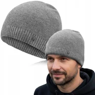 Czapki męskie - CZAPKA Męska ZIMOWA Elastyczna z Wiskozą SZARA Melanż Pako Jeans - miniaturka - grafika 1