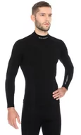 Bluzy sportowe męskie - Bluza termoaktywna męska Brubeck Extreme Wool LS11920 czarny - miniaturka - grafika 1