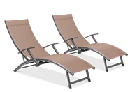 2X Leżak Ogrodowy Aluminiowy Relax Taupe