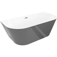 Wanny - Mexen Oval Slim wanna wolnostojąca przyścienna 170 x 80 cm, biała/szara, przelew gun gray szczotkowany - 52661708062-66 - miniaturka - grafika 1