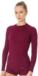 Brubeck Koszulka termoaktywna damska ACTIVE WOOL LS12810 Śliwkowa - Koszulki sportowe damskie - miniaturka - grafika 1