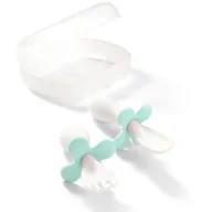 Sztućce dla dzieci - Babyono Sztućce Dla Niemowląt W Etui Widelec Łyżeczka Biało-Miętowe 12m+ - miniaturka - grafika 1