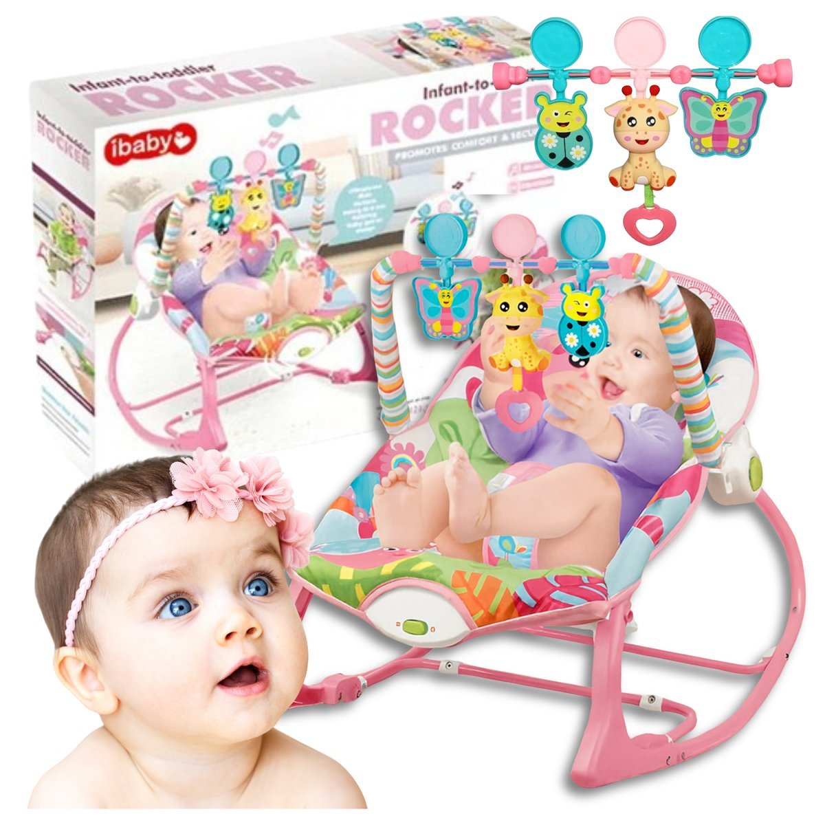 Leżaczek Dla Dziecka Bujaczek Wibracje Dzwięk Regulowany Składany