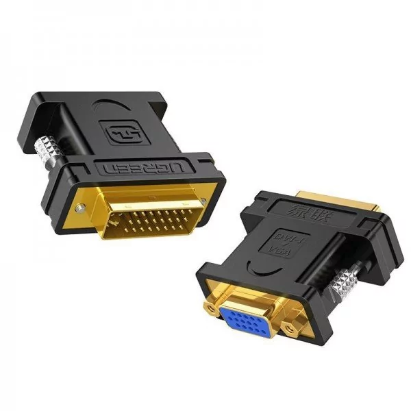 UGREEN Ugreen kabel z adapterem DVI na VGA (wtyczka DVI-I (24+5) na 15-pinową wtyczkę HD), pozłacany konwerter, czysto miedziane przewody, z obsługą rozdzielczości, 1080p do gier, DVD, laptopów, HDTV i proje (20122)