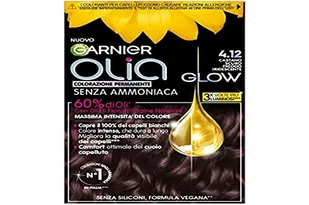 Garnier Olia Glow Farba do Włosów, 4.12 Ciemny Brązowy Zimny Opalizujący, 232 g - Farby do włosów i szampony koloryzujące - miniaturka - grafika 1