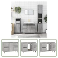 Szafki łazienkowe - The Living Store Szafka łazienkowa szara Sonoma 80x33x60 cm Materiał drewnopochodny - miniaturka - grafika 1