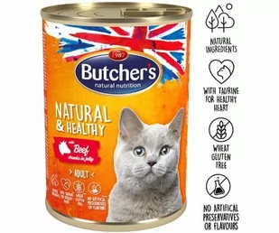 Butchers Natural&Healthy Cat z wołowiną kawałki w galarecie 400 g - Mokra karma dla kotów - miniaturka - grafika 1