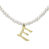 Naszyjniki - Naszyjnik z literką E z perłami, pozłacany - Manoki - miniaturka - grafika 1