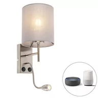 Lampy ścienne - QAZQA Inteligentna lampa ścienna ze stali z szarym kloszem z Wi-Fi A60 - Stacca - miniaturka - grafika 1