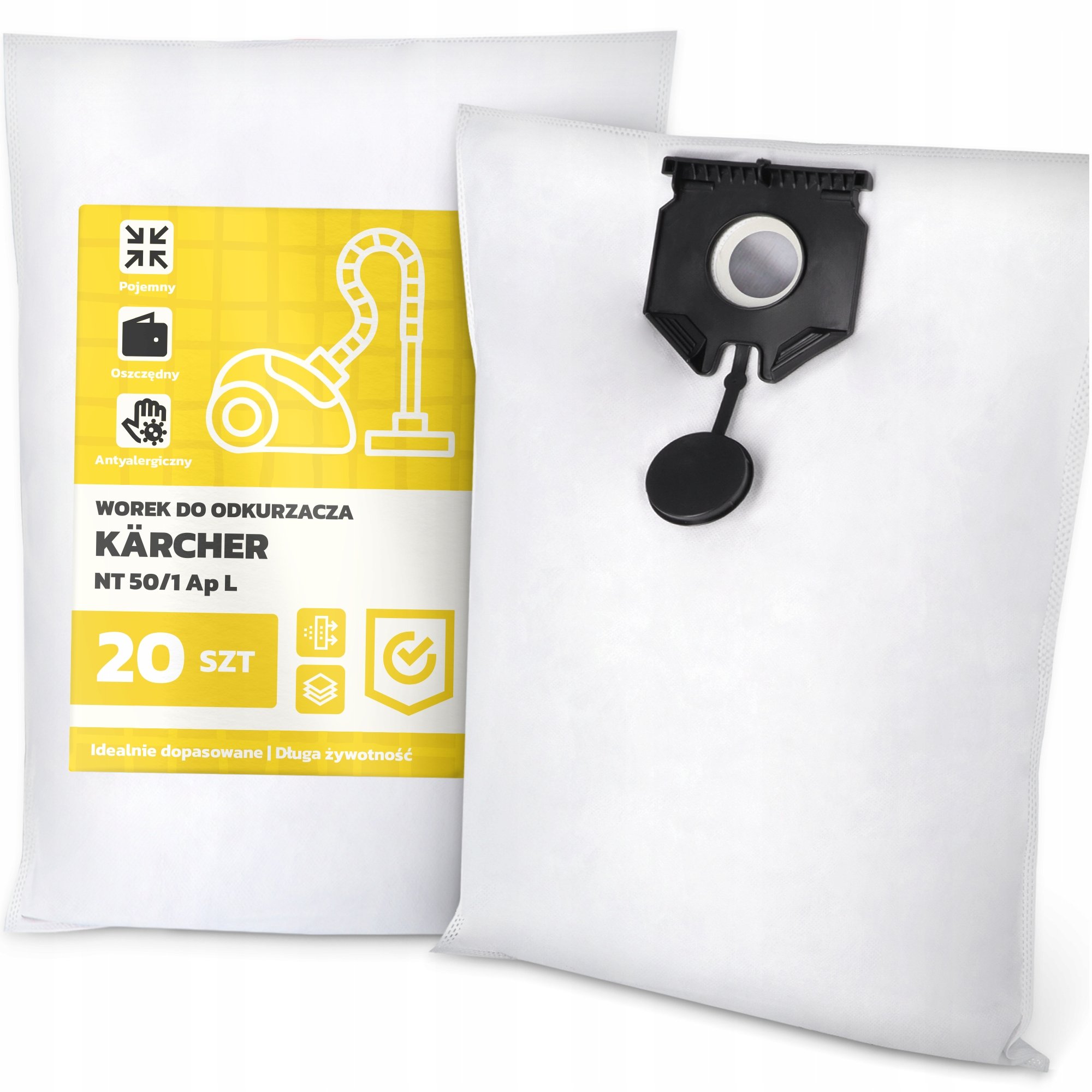 20x Worek do Odkurzacza Kärcher Nt 50/1 Ap L Syntetyczny Duży Mocny Work G9
