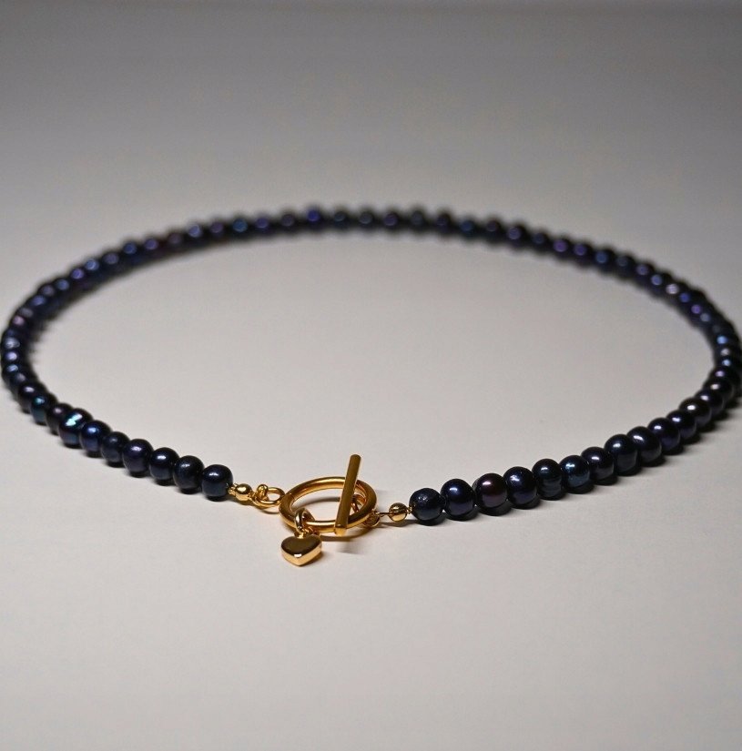 Naszyjnik Toggle Perła Naturalna Czarna 6mm - Crystals Break