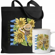 Torby i wózki na zakupy - TORBA BAWEŁNIANA KUBEK BIAŁY MOTYW SŁONECZNIKA DLA MAMY PREZENT DZIEŃ MAMY - miniaturka - grafika 1