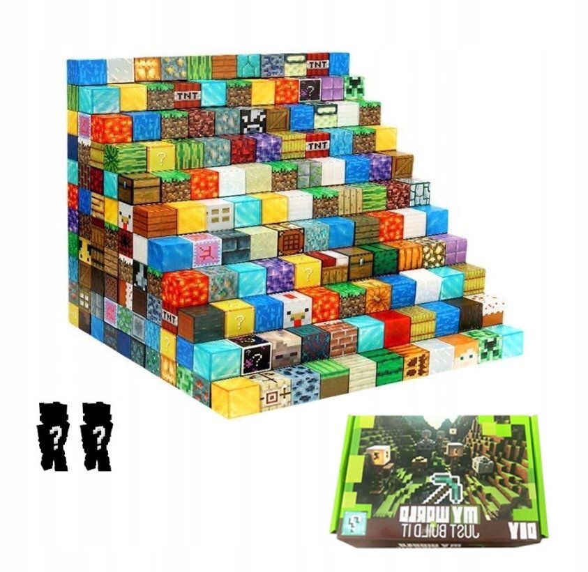 KLOCKI MAGNETYCZNE MINECRAFT SZEŚCIANY 100 KLOCKÓW KOSTKI DO UKŁADANIA
