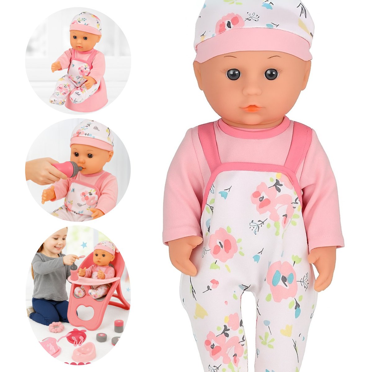 Zuzia Lalka Duża 30 cm Bobas Nocnik Krzesło do Karmienia 13 el.