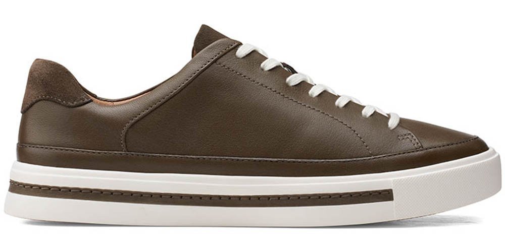 Clarks Półbuty damskie - Un Maui Tie - rozmiar 35,5 - Oliwkowe skórzane - sznurowane sneakersy skóra naturalna wkładka Ortholite lekka podeszwa EVA