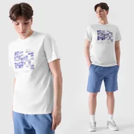 Koszulki męskie - Koszulka Męska 4F T-shirt Biały z nadrukiem 4FRSS24TTSHM2107 L Biały - miniaturka - grafika 1