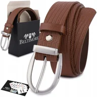 Paski - Skórzany pasek damski do spodni sukienki brązowy skóra nat 3 cm Beltimore D90 brązowy, beżowy r.110-125 cm - miniaturka - grafika 1