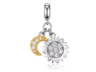 Charmsy - Pandora Valerio.pl Rodowany srebrny wiszący charms do słońce i księżyc sun and moon cyrkonie srebro 925 DZ029 DZ029 - miniaturka - grafika 1