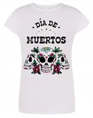 Koszulki i topy damskie - T-Shirt damski nadruk kolorowe CZASZKI r.XL - miniaturka - grafika 1