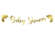 Dekoracje sali - Baner z napisem Baby Shower złoty - 110 cm - 1 szt. - miniaturka - grafika 1