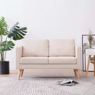 vidaXL vidaXL Sofa 2-osobowa, materiałowa, kremowa - Sofy i kanapy - miniaturka - grafika 1