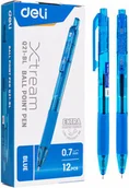 Długopisy - Długopis Deli ballpoint automatyczny 0,7 niebieski - miniaturka - grafika 1