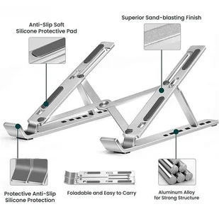 Podstawa pod notebook, z regulacją kąta, srebrny, aluminium, 10 Kg nośność, SWISSTEN - Akcesoria do monitorów - miniaturka - grafika 4