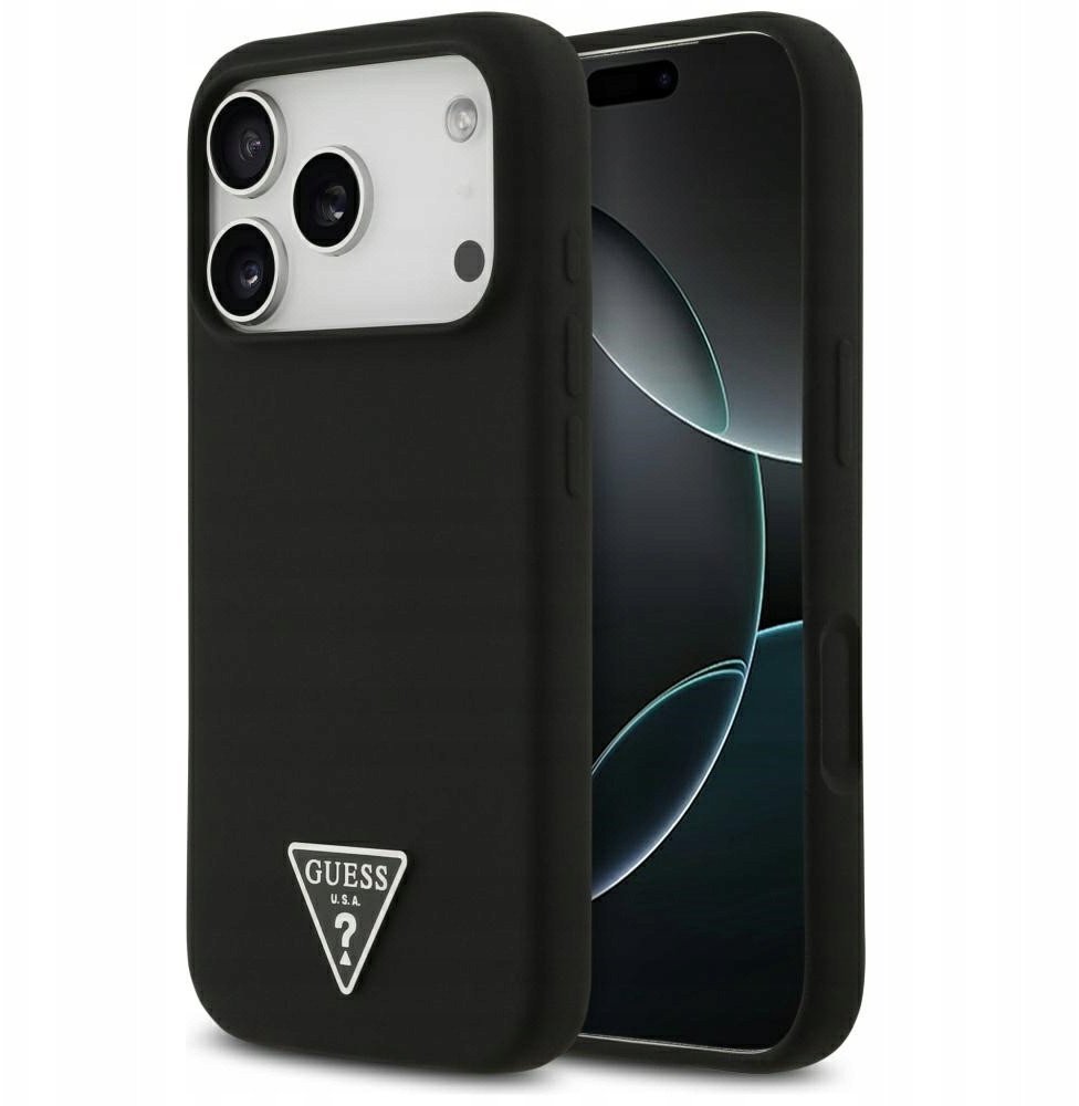 Case Guess Silicone Triangle Logo MagSafe for iPhone 17 Pro Max black
