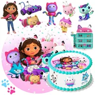 Batoniki - OPŁATEK NA TORT KOCI DOMEK GABI + TEKST + POSTACIE JADALNA DEKORACJA - miniaturka - grafika 1