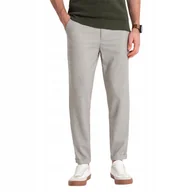 Spodnie męskie - Męskie spodnie chino REGULAR FIT z gumką - szaro-beżowe V1 OM-PACP-0157 S - miniaturka - grafika 1