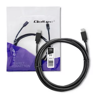 Qoltec Kabel USB 3.1 typ C męski USB 3.1 typ C męski 3m Czarny 52353 - Kable komputerowe i do monitorów - miniaturka - grafika 1