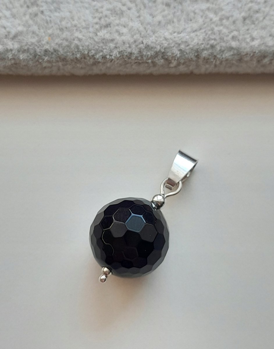 Onyks Szlif Kulka Srebro 925