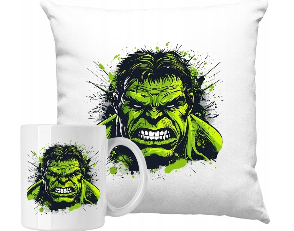 ZESTAW PODUSZKA + KUBEK Hulk Bruce Marvel Superbohater Pomysł Na Prezent
