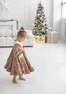 Sukienki i spódniczki dla dziewczynek - Sukienka Beige Velvet Ho Ho - miniaturka - grafika 1