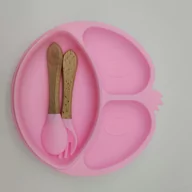 Miseczki i talerzyki dla dzieci - Talerzyk silikonowy z przyssawką ,talerz dziecięcy + sztućce  #cool_items - miniaturka - grafika 1