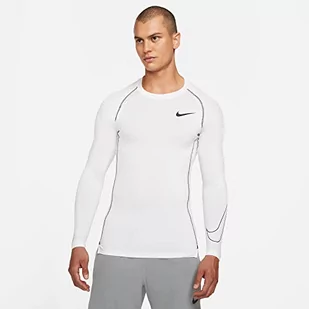 Nike Mens M NP DF Tight TOP LS bluza, biały/czarny/czarny, L DD1990 - Koszulki i topy damskie - miniaturka - grafika 1