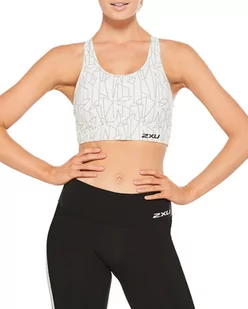 2XU Active Longline Medium Impact Crop Biustonosz sportowy Kobiety, biały XS 2021 Staniki do biegania WR6299A-GEOWHT-XS - Bielizna sportowa damska - miniaturka - grafika 1