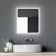 Lustra - Lustro łazienkowe z oświetleniem TALOS Moon LED 40x45 cm - nadaje się do wilgotnych pomieszczeń dzięki aluminiowej ramie - jasny kolor neutralny biały - miniaturka - grafika 1