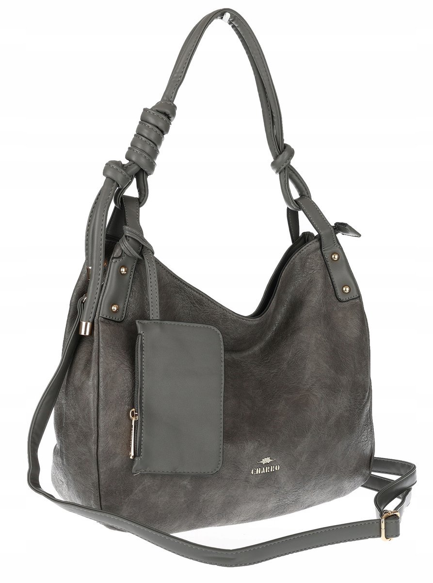 Torebka Damska CHARRO Shopperka Pojemna A4 Modna Torba Worek CH3318 Szara
